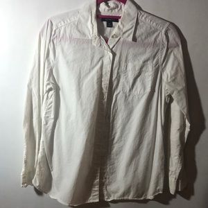 Lands end white button down